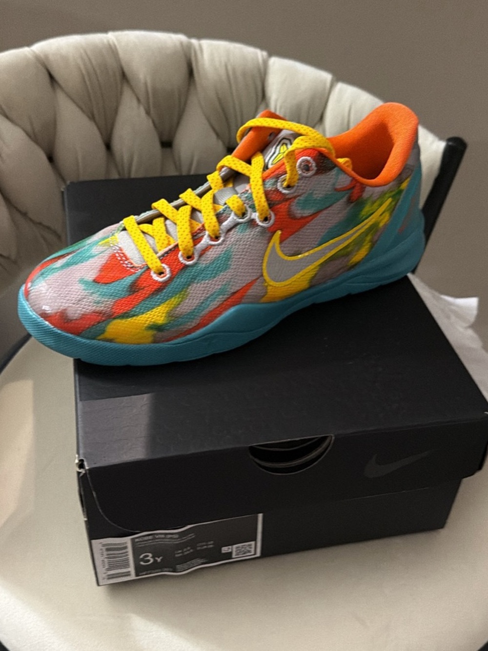 Kobe 8 Venice beach Nike Kids' Colorful Low-Top Sneaker - Yellow/Teal/Orange